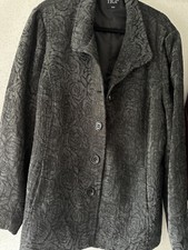 Tigi Coat, Black Sculptured Rose Pattern Coat/ Jacket Every Day Or Evening Wear
