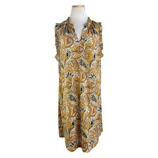 Michael Kors Dress Plus Size 1X Paisley Print Sleeveless Stretch Knit V-Neck