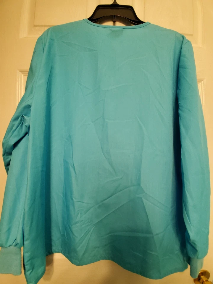 Cherokee scrub jacket Size M-Turquoise Snap Front-Chest 24"/L 29" - Image 2 of 4
