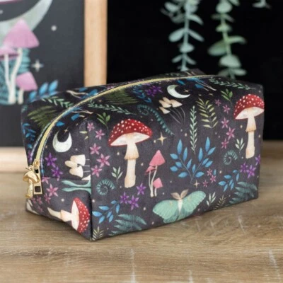 SOMETHING DIFFERENT Dark Forest Mystical Mushrooms Luna Moth Gothic Wiccan Design Make Up Bag