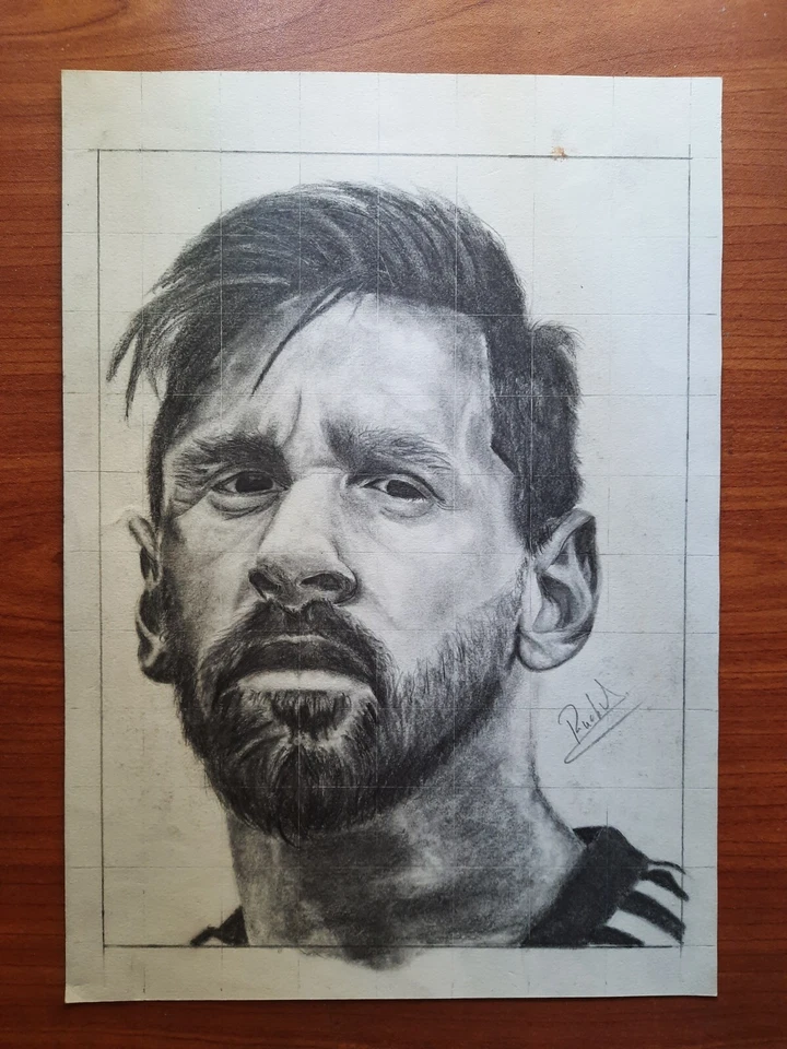ACEO ORIGINAL PENCIL PORTRAIT DRAWING Lionel Messi SKETCH 11X8 A4 Size Artwork - Image 2 of 4