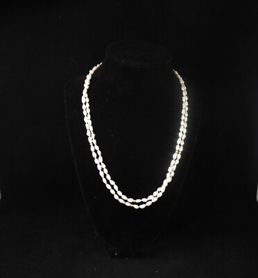 IPS 14K Solid Yellow Genuine Double Strand Rice Pearls Necklace