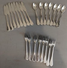 Pfaltzgraff Stainless Appetizer Cocktail Flatware Rounded Lot of 23 Pieces China
