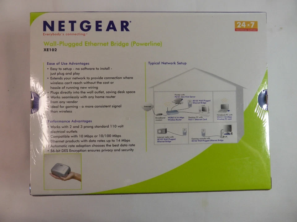 Netgear Powerline Network Bridge Wall Plugged Ethernet Extender XE102US PS2 XBOX - Image 4 of 4