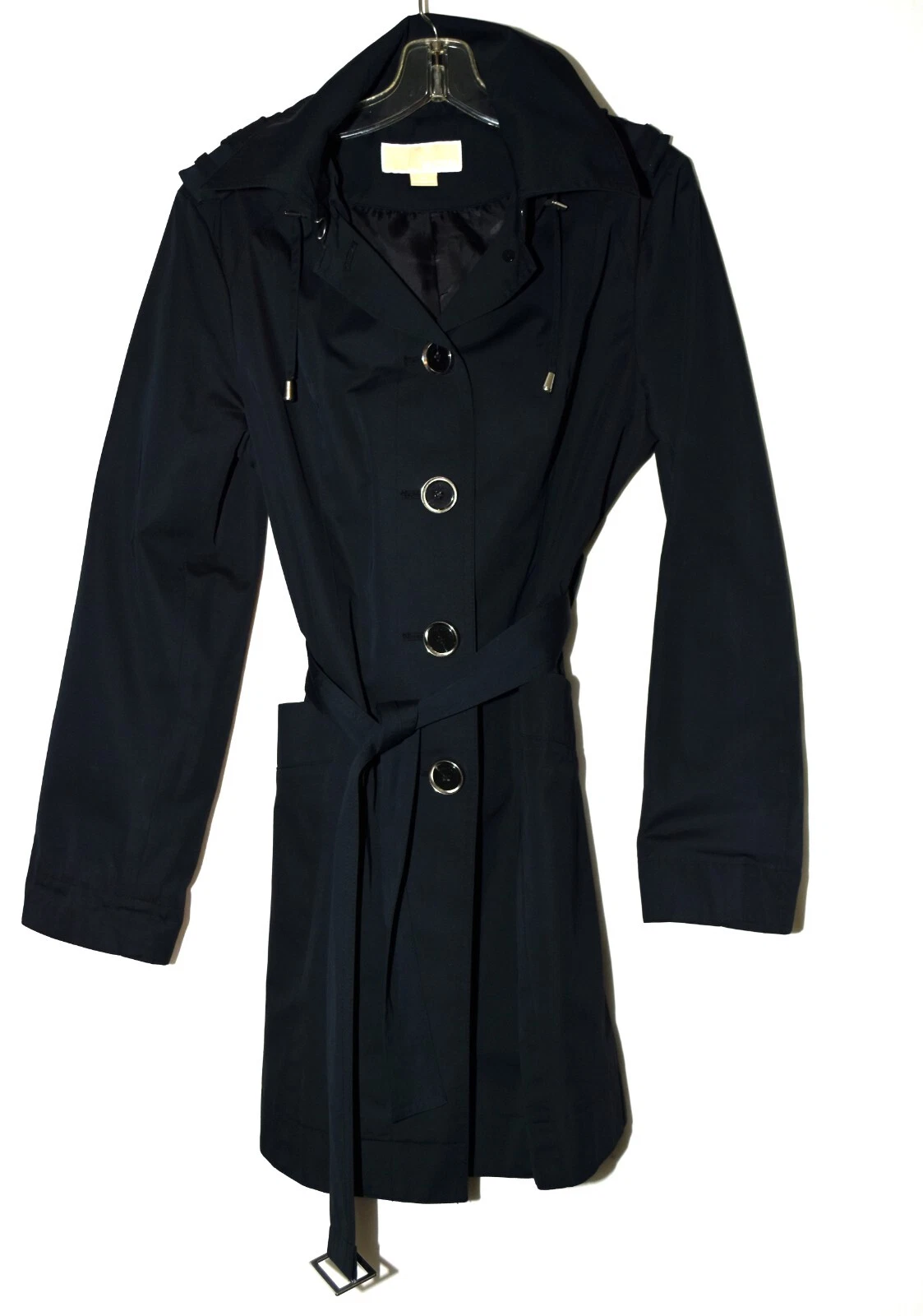Trench cappotto Michael Kors nero misto cotone spalline spalline cintura taglia M