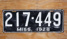 1928 MISSISSIPPI License Plate # 217 - 449