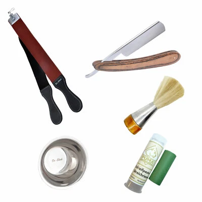 DR-SHAH Geschenk Rasiermesser Set Schleif Paste Solingen Streichriemen Shaving Set