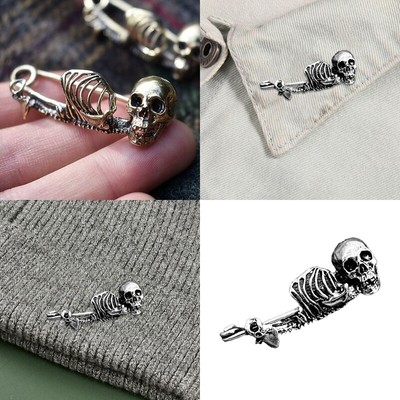 Skull Brooch Pin Vintage Label Clip Decorative Jewelry Steampunk Badge Brooch
