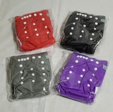 Alvababy Newborn Cloth Pocket Diapers Size N Lot of 4 Multicolor Alva Baby New