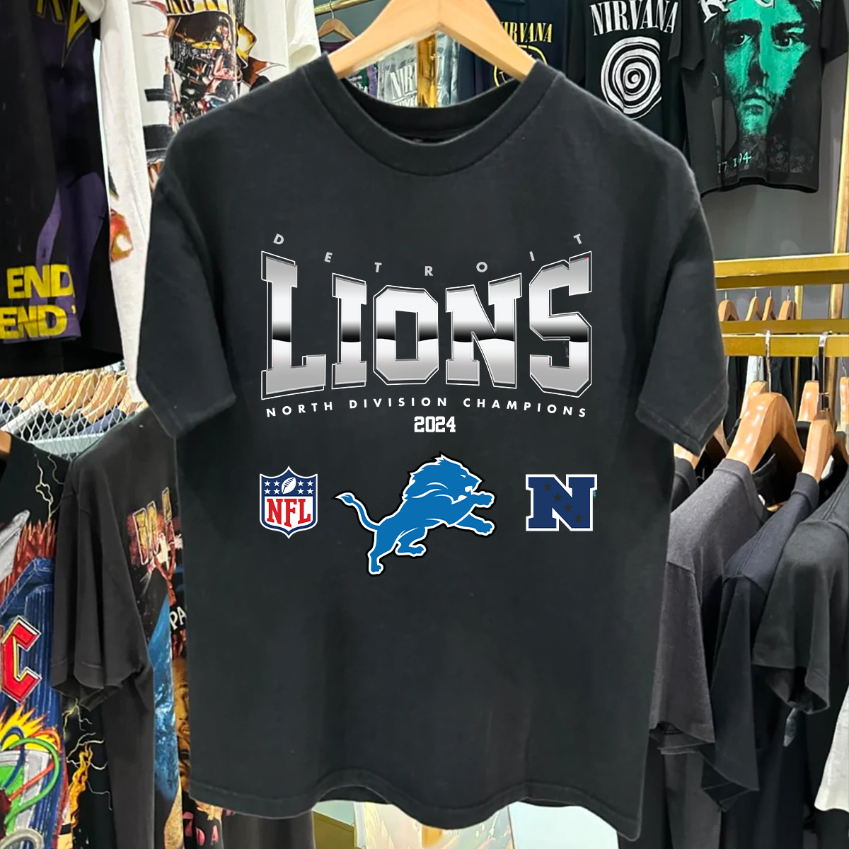 Men’s detroit team lion shirt, football champs 2024, birthday gift