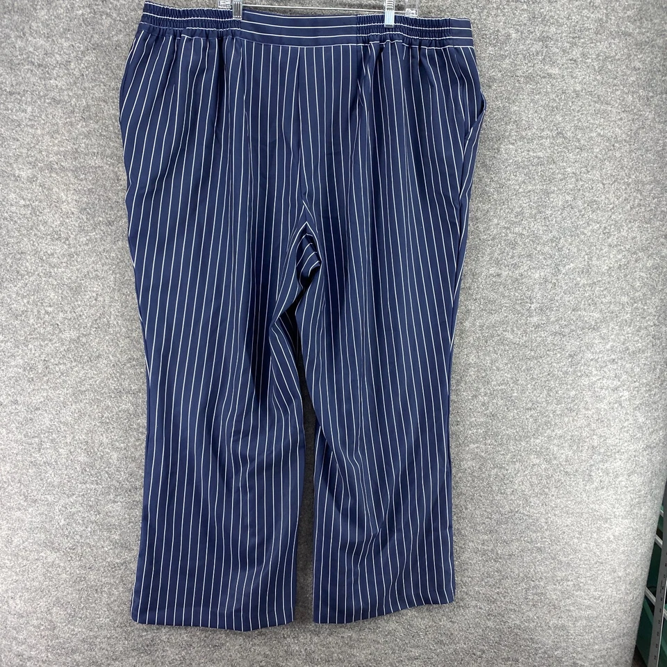 Jessica London Dress Pants 30W Plus Blue Striped High Rise Flat Front Pockets - Image 2 of 4