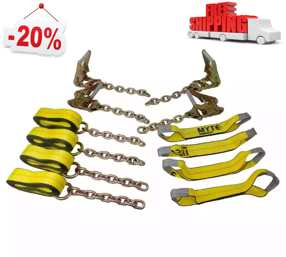 8-Point Rollback 14ft Tie Down Chain System for Car Hauler Tow Truck