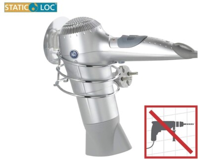Haartrocknerhalter Föhnhalter Osimo Static Loc Befestigung Stahl Chrom Silber 