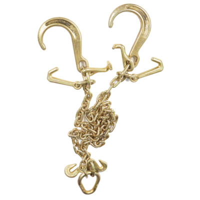Tow Chain G70 5/16 ''X3Ft V-Chain W/ 8'' Medium J Hooks T- Hook w/Grab Hooks