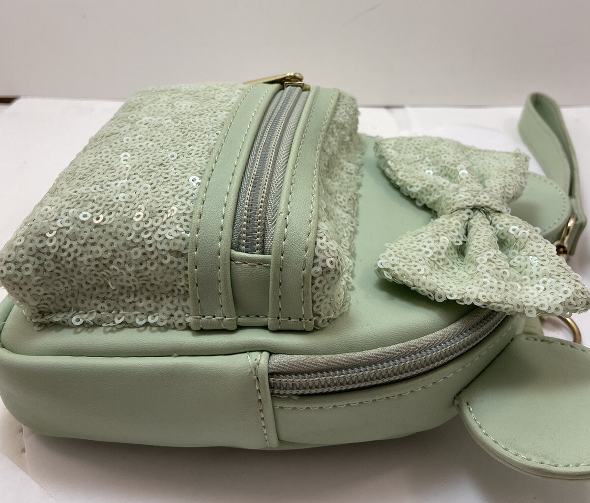 Disney Parks LOUNGEFLY Minnie Mouse MINT Green Sequin Mini 