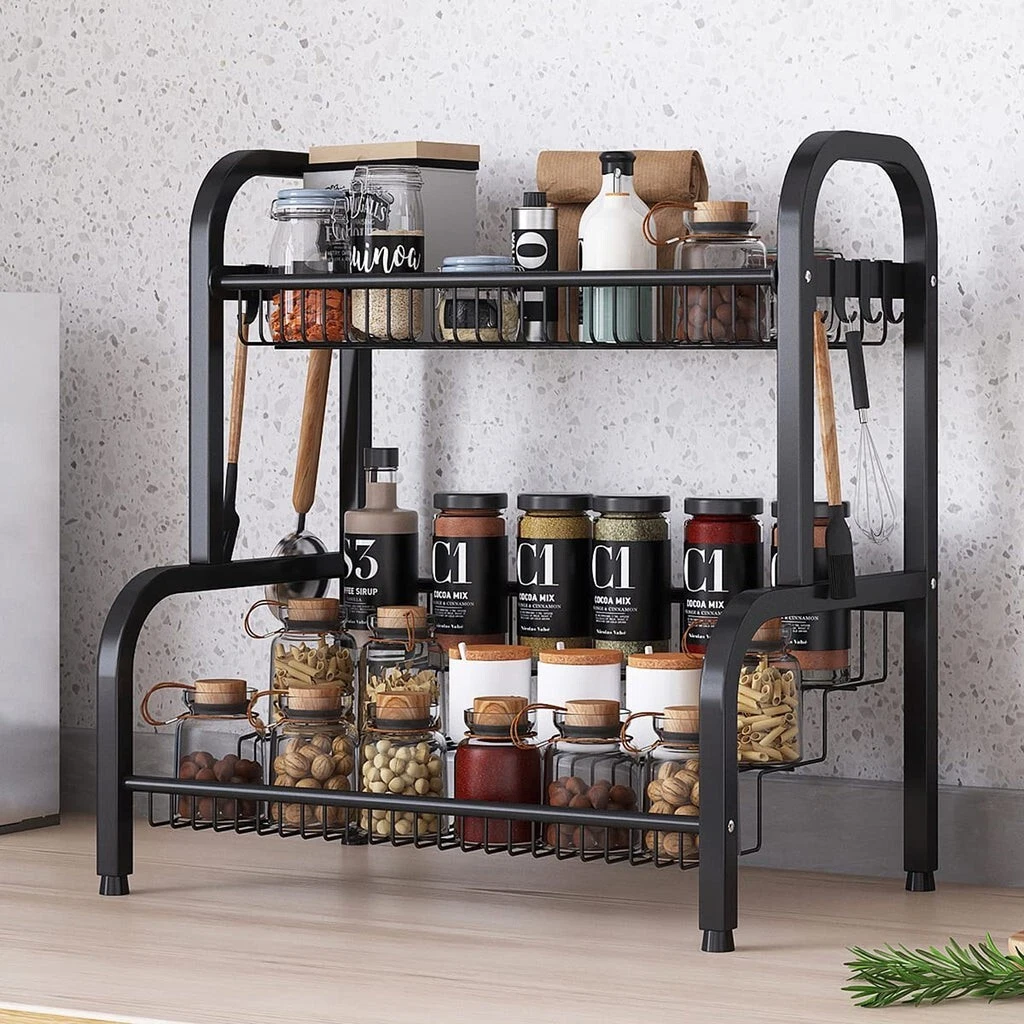 Spice Rack 2 Tier Kitchen Countertop Standing Storage Organizer