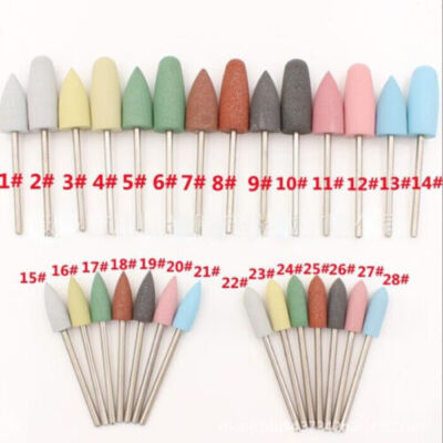 Dental Lab Silicone Rubber Polishers Diamond Polishing Burs 2.35mm 28 Size