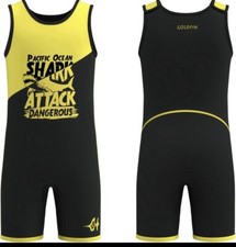BNWT GoldFin Childrens Shorty Wetsuit Short Sleeve SZ 4 Black/ Yellow