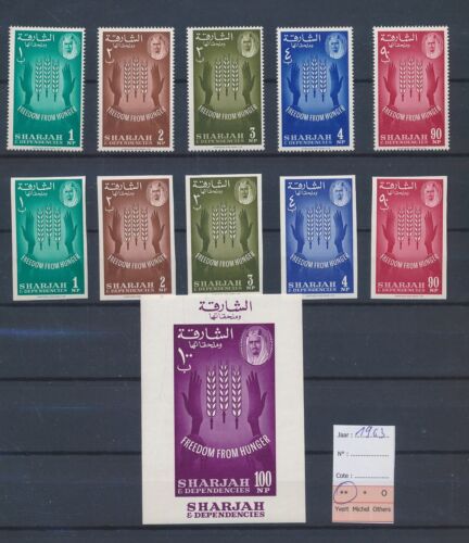 XE04088 Sharjah 1963 perf/imperf freedom from hunger fine lot MNH - Picture 1 of 1