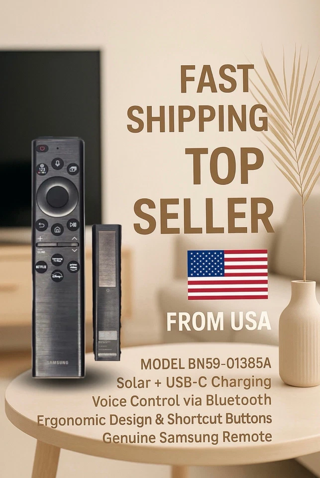 New BN59-01385A/BN59-01357F For Samsung Solar USB Rechargeable Voice TV Remote - Image 4 of 4
