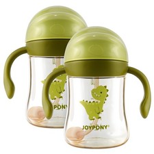 Green Sippy Straw Cups For Toddlers 13 SpillProof 9 oz 2 PCS