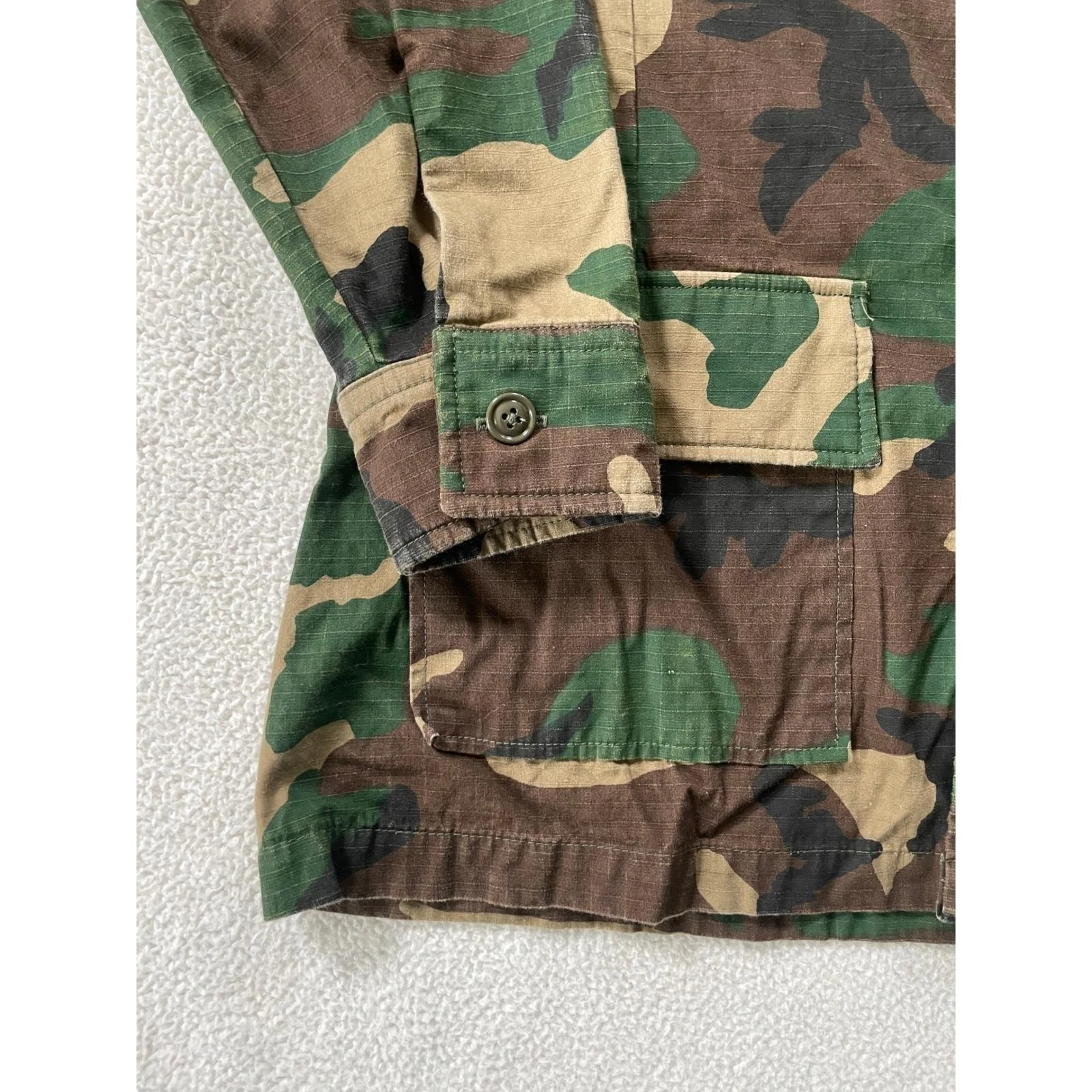 70s USA Champion's Choice Mens Large Utility Jacket Woodland Camo Ripstop Cotton - product detail image 13