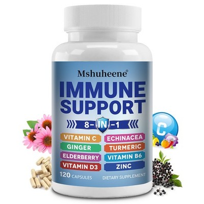 Immune Support 8 In 1 Supplements Vitamin C Skin Hair Nail Gut 30-120 Capsules