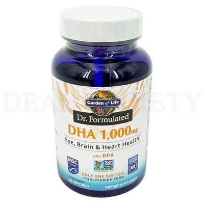 Garden of Life Dr. Formulated DHA 1,000mg Fish Oil Lemon 30 Softgels