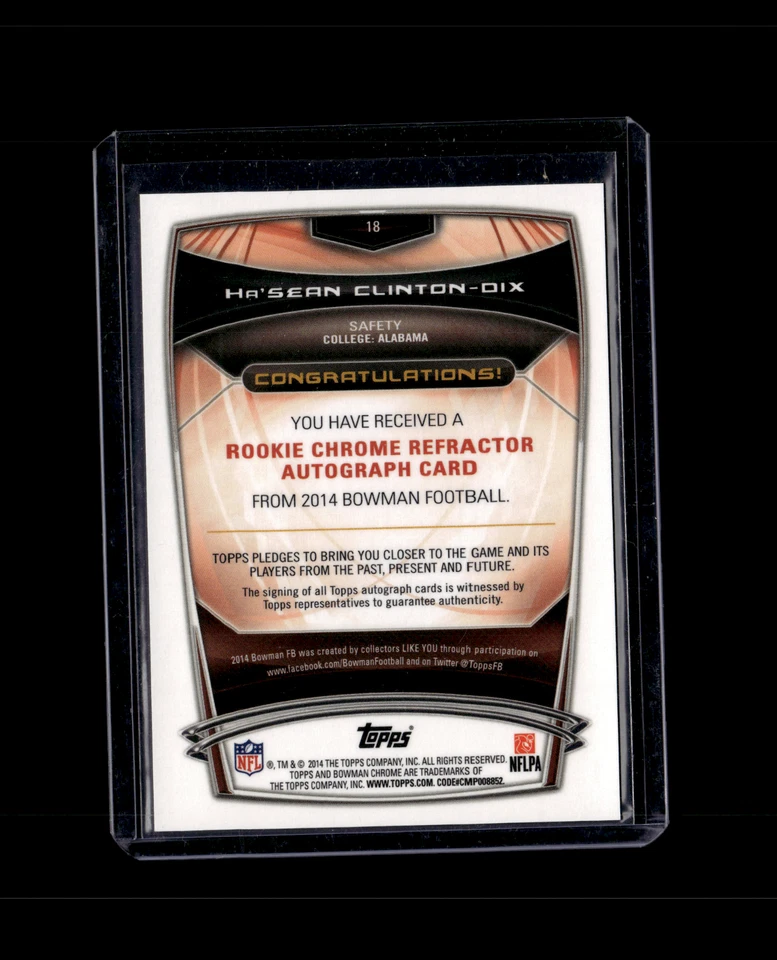Ha'sean Clinton-Dix 2014 Bowman Chrome Auto RC Alabama #18 - Image 2 of 2