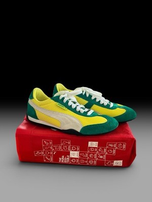 Puma 76 Runner Mesh Yellow Green White Men s Size 7.5 Exc Orig Box Suede Sneaker
