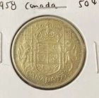 1958 Canada Half Dollar 0.8000 Silver ASW 0.3 Oz Coin Free Shipping