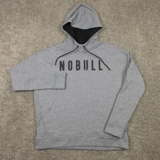 NOBULL Sweater Mens Small Gray Gym Performance Logo Pullover Hoodie Sweatshirt