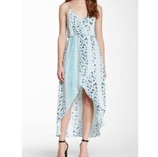 Bardot Light Blue Snake Print Faux Wrap Strappy High Low Summer Dress New 6 Sm