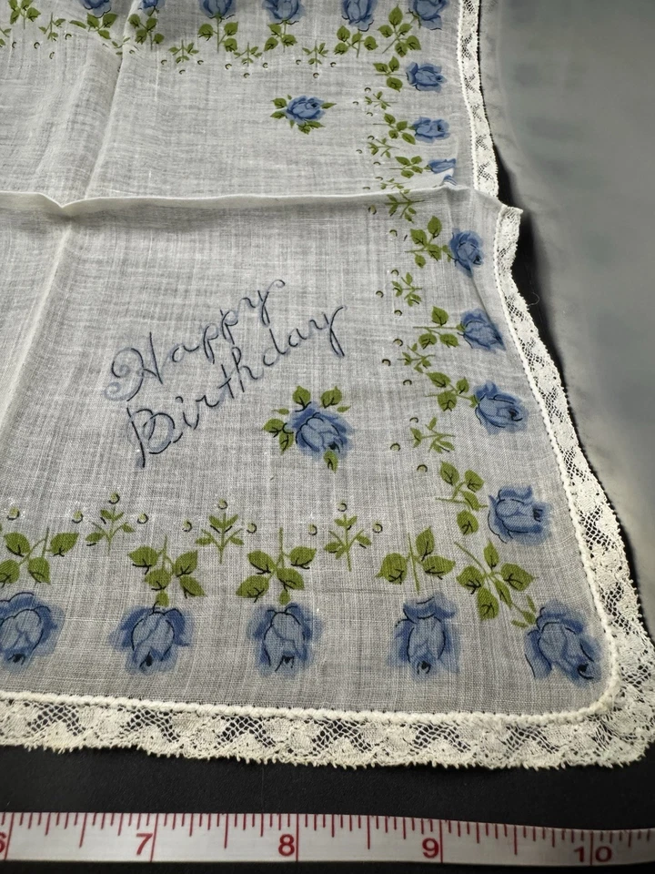 Pañuelo de feliz cumpleaños floral vintage Foto 3 de 4