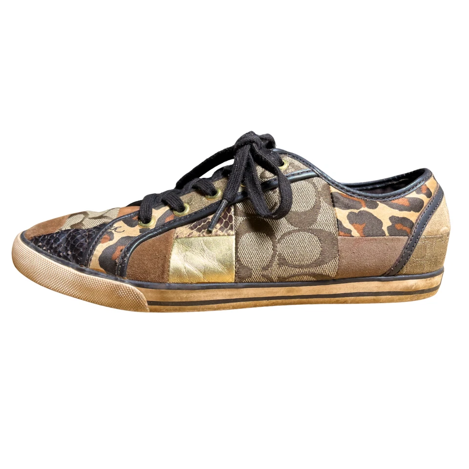 Zapatillas Coach Signature de Lona con Retazos Talla 10 Y2K Estampado de Animales Mixto Logo CC Foto 3 de 4