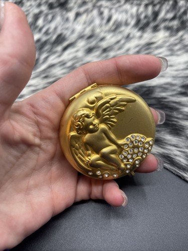 Polvere pressata lucida compatta angelo tono oro Estee Lauder vintage da collezione - Foto 24 di 24