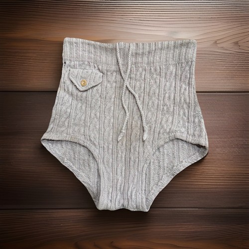 Vintage 1940s Jantzen Wool Cable Knit Button Pocket Swim Briefs, 30