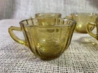 Set of 4 Federal Madrid Amber Yellow Depression Glass Cups 1930's ~ Vintage