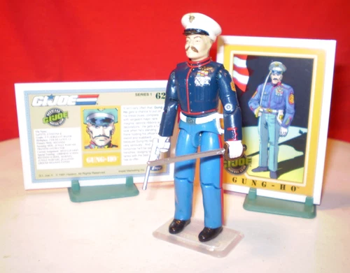 1987 GI JOE GUNG-HO MARINE DRESS BLUES + SWORD &  RARE CARDS ARAH HASBRO cobra *