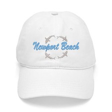 Newport Beach with shark sharks embroidered on colorful cotton baseball cap hat