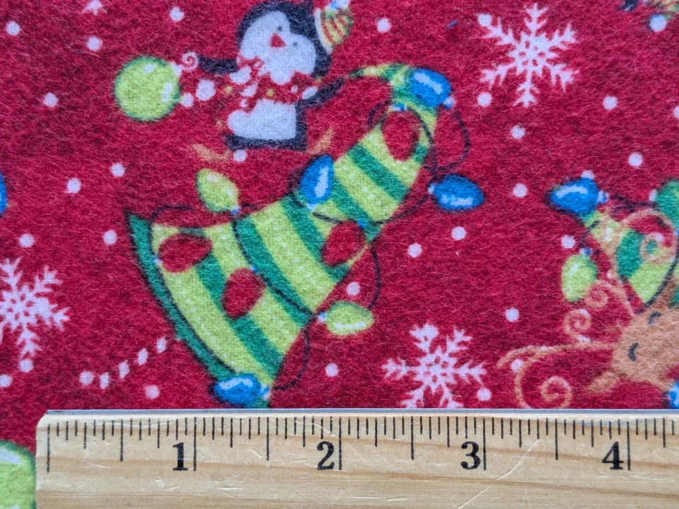 1 YD x 42" COTTON FLANNEL KNIT STRETCH CHRISTMAS FABRIC Penguins, Reindeer - Image 2 of 4
