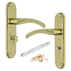 London Astrid Twist Door Handle Polished Brass Lever Backplate Latch Lock Bath