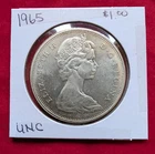 1965 FULLY BRILIANT - UNCIRCULATED GRADE CANADIAN SILVER DOLLAR COIN-MONEY