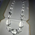 BT Jeweled Crystal Clear Chunky Beads Necklace Silver Tone