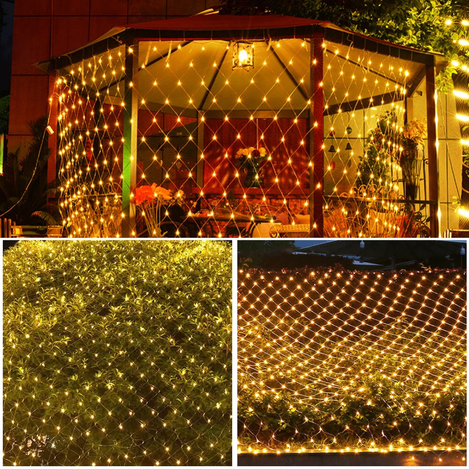 Solar LED Lights Net Mesh Fairy String Light Xmas Halloween Party Outdoor Decor - Image 4 of 4