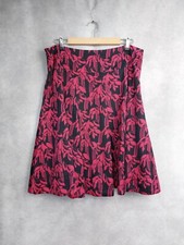 monsoon skirt 18, red and black flared midi.  viscose/cotton floral pattern VGC