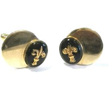 FLEUR DE LIS DESIGN GOLD TONE CUFFLINKS MID CENTURY VINTAGE