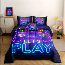 6 Pieces Gamer Bedding Set for Boys Gaming Comforter Full Size, Game Controller