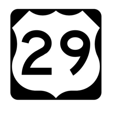 12'' us route 29 highway bumper sticker decal usa made