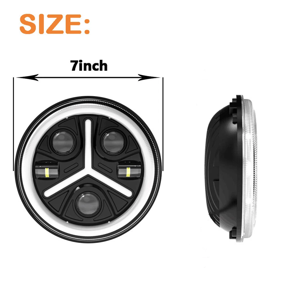 Пара 7-дюймовых круглых светодиодных фар Hi-Lo для Jeep Wrangler JK AM General Hummer92-01 - Изображение 2 из 4